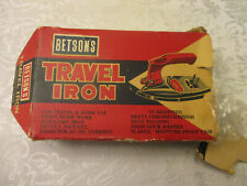 BETSON'S TRAVEL IRON FOLDABLE CHROME PLATED WORKS W/ BOX 1960'S picture