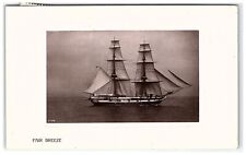 1909 Postcard Fair Breeze Rppc Real Photo Sail Boat Sailors Ship Navy England picture