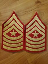 Pair Of USMC Sergeant Major E9 Marines Chevrons Patch Gold/Red for Dress Blues 2 picture