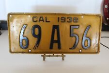 VTG 1938 California License Plate 69 A 56 picture
