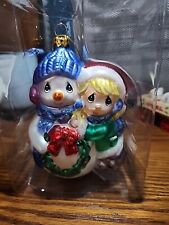 NIB Precious Moments Christmas Ornament 712018 Girl with Snowman picture