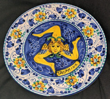 Vintage Sicilian Trinacria Medusa Hand Painted Wall Decor Plate Sicily - Signed picture