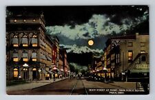 Piqua OH-Ohio, Main Street at Night, Public Square Antique Vintage Postcard picture