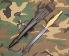 Fairbairn Sykes Commando knife 2nd pat brass handle, black blade Made in England picture