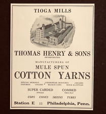 1921 Tioga Mills Textile Advertisement Cotton Yarn Factory PA Antique Print AD picture