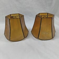 Vintage Pair of Capiz Shell Clip On Lamp Shades 4” Tall picture