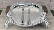 Vintage Arthur Court 1988 Aluminum Crab Plate With 2 Crab Claw Forks picture