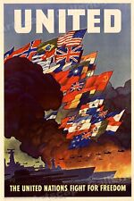 United Nations Fight for Freedom Vintage Style WW2 Poster - 16x24 picture