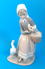 LLADRO #4568 Shepherdess with Ducklings in Basket, 9.5