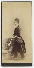 Antique Circa 1880s Cabinet Card Stunning Woman in Dress Bogardus New York, NY picture