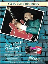 Otis Rush has GHS strings on his Gibson ES-355 guitar 1993 advertisement print picture