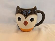 Earthenware Ceramic Owl Mug Brown, Orange, White. picture