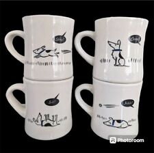 Rare Bad Dog set of 4 Diner Coffee Mugs 