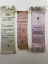 Set of 3 Vintage or Antique Satin Inspirational Religious Silk Bookmarks Joy  picture