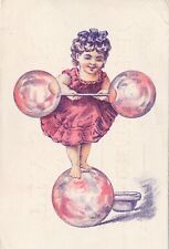 1890-1899 Providence RI Tea Store Girl with Balloons Victorian Trade Card picture