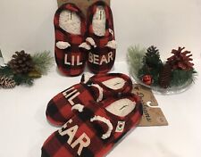 Boy/ Girl Slippers Size 2/3 Lil Bear Brand: Dearfoams  Fleece Plaid Non Slip NEW picture