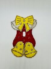 Vintage Christmas Bell Appliqué Hand Stitched Sequence Felt Red Yellow picture