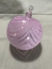 Lovely Artisan Hand Blown Art Glass Christmas Ornament Pink Draped Swirl Mint picture