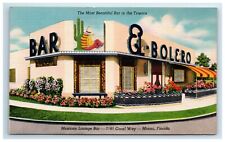Postcard Miami Florida El Bolero Mexican Lounge Bar Restaurant Linen Posted picture