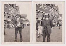 Photo 1929 2 Men posing on Boardwalk Stauch Baths in Background Coney Island NY picture