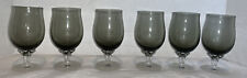Vintage Dark Grey Glass Set of 6 Liqueur Glasses Goblets Mid Century Modern MCM picture