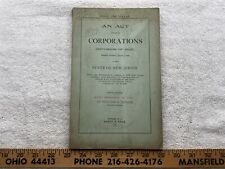 1896 State of NJ Corporations Act Legislation Soney & Sage Court Ruling Newark  picture