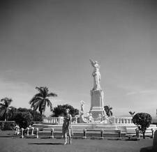 Managua Nicaragua Tourist walks by monument Ruben Dario near P- 1952 Old Photo picture