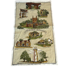 Historical Tasmania Tea Towel Cotton Czechoslovakian Linen Souvenir Hand Print picture