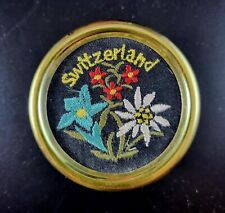 Vtg Swiss 2.5” Round Switzerland Embroidered Patch Top Clear Music Box Rare picture