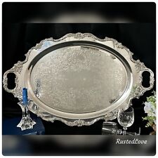 * Wallace Silver Royal Rose Waiter Large Footed Tray #9826 Silver Plated Tray picture