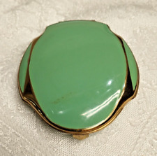Vintage ELGIN AMERICAN CLARICE JANE Powder Rouge Compact In Green Enamel picture