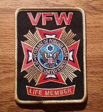 Veterans of Foreign Wars (VFW Life Member) Embroidered Black Patch - New Style picture