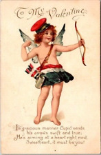 Vintage Raphael Tuck CUPID With Arrows Skirt POEM Valentine 1906    2439 picture