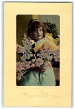 1909 Best Wishes Pretty Girl WIth Flowers LaFollette Tennessee TN Postcard picture