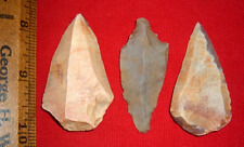 (3) Big Mesolithic Spears, Blades W/Re-Chip Or Damage, Ancient African Artifacts picture