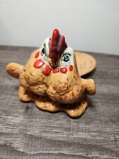 Vintage Ceramic Double Spoon Rest Chickens Rooster Hen Kissing picture