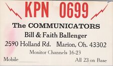 CB radio QSL postcard KPN-0699 Bill Faith Ballenger 1960s Marion Ohio picture
