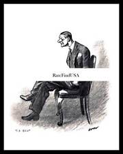 DAVID LOW 1950-rpt T S ELIOT Order of Merit NOBEL PRIZE Poet Caricature MATTED  picture