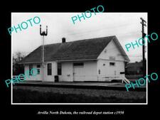 OLD LARGE HISTORIC PHOTO OF ARVILLA NORTH DAKOTA THE RAILROAD STATION c1950 picture