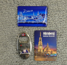 LOT OF 3 Zurich Switzerland Fridge Magnet Souvenir Norway Opener Nurnberg picture