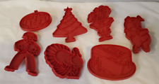 Vtg TUPPERWARE Red Plastic Cookie Cutters Seasonal Birthday Porky Pig Lot Of 7 picture