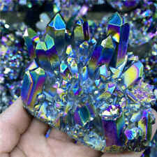 10Pcs Natural Colorful Quartz Crystal Titanium Bismuth Cluster Energy Rock 150g picture