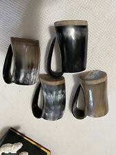 Set of 4 Viking Drinking Horn Mug - 100% Authentic 4”tall/2” Diameter picture