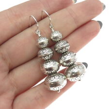 Old Pawn 925 Sterling Silver Southwestern Navajo Pearl Beads Dangling Earrings picture
