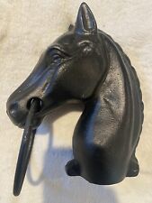 Rare Authentic Antique Cast Iron Horse Head Hitching Post Topper 8” Inch Black picture
