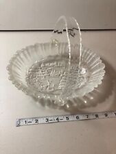Mikasa Winter Dreams Holiday Etched Deer Crystal Glass Basket Dish w/Handle picture