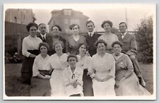 RPPC Family Photo In The Yard Large Houses  Postcard K30 picture