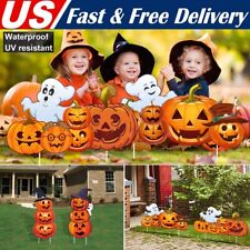 2Pcs Halloween Pumpkin Ghost Yard Signs w/ Stakes Large Outdoor Lawn Prop Decor picture