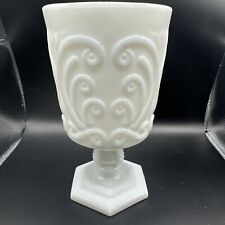 Imperial Cerulean Gloss White Pressed Glass Wine Water Goblet Scroll picture