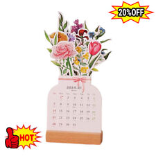 2024 Bloomy Flowers Desk Calendar Wooden Calendar Best Xmas Gift Surprise Hot picture
